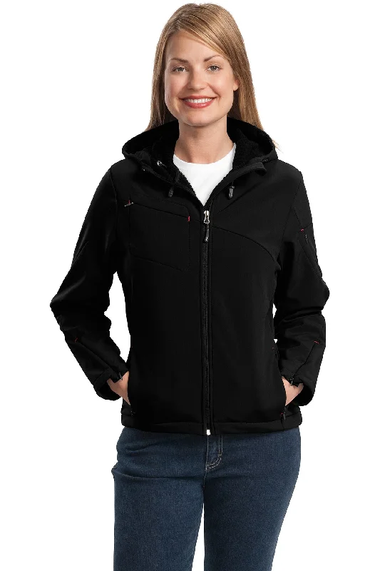 Port Authority® Ladies Textured Hooded Soft Shell Jacket. L706 Cozy Winter Sweatshirt