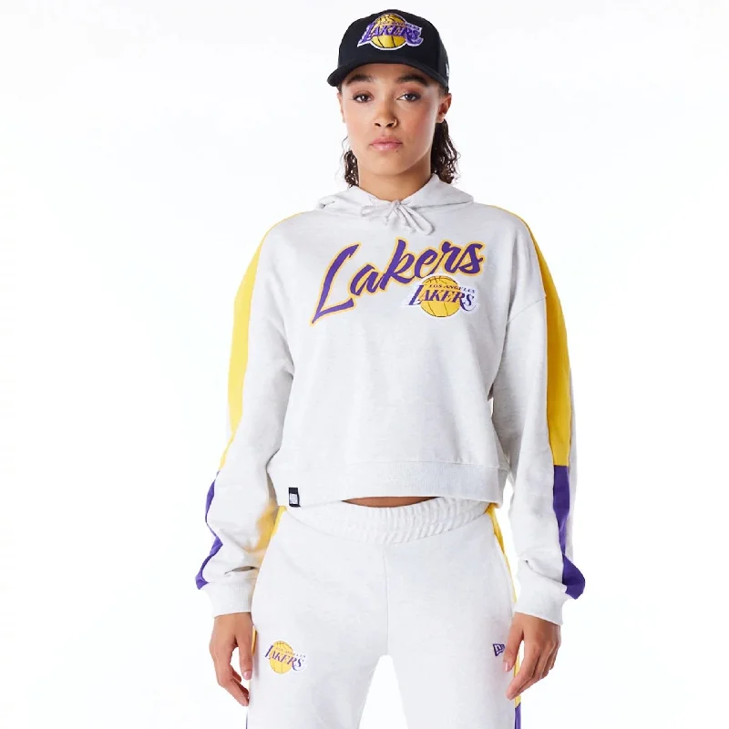 LA Lakers Womens NBA Colour Block Grey Pullover Hoodie Printed Hoodies for Women