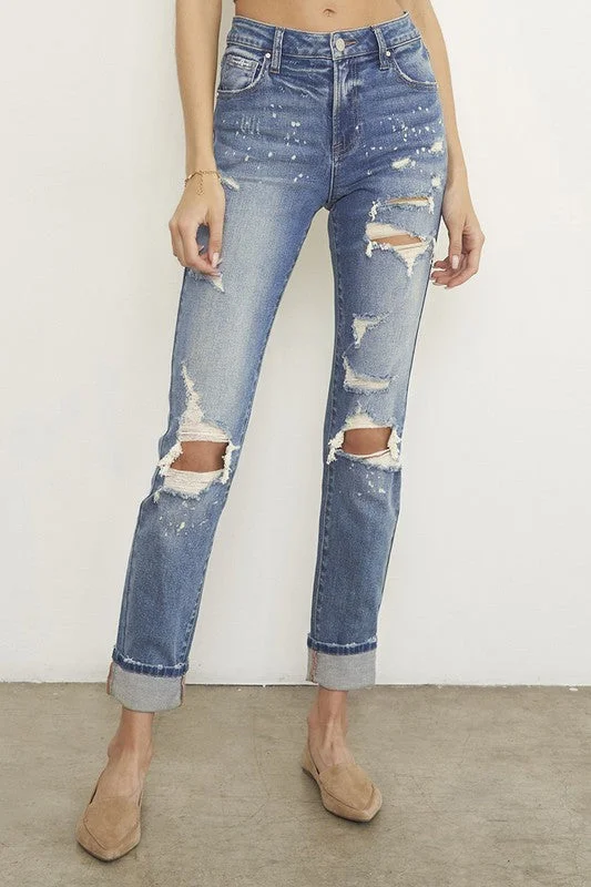 Destroyed Front Girlfriend Jeans