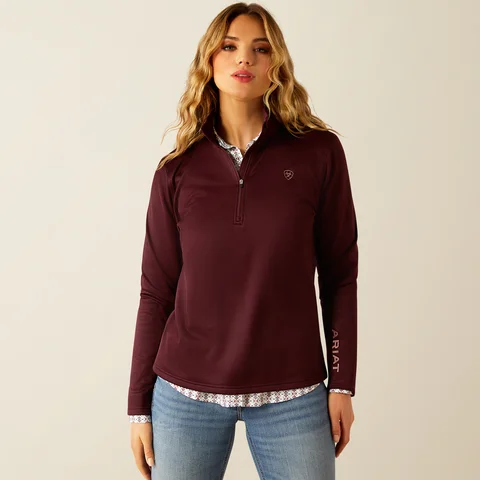 Women's Tek Team 1/2 Zip Sweatshirt - Malbec Heather & Dark Malbec Women's winter puffer jackets