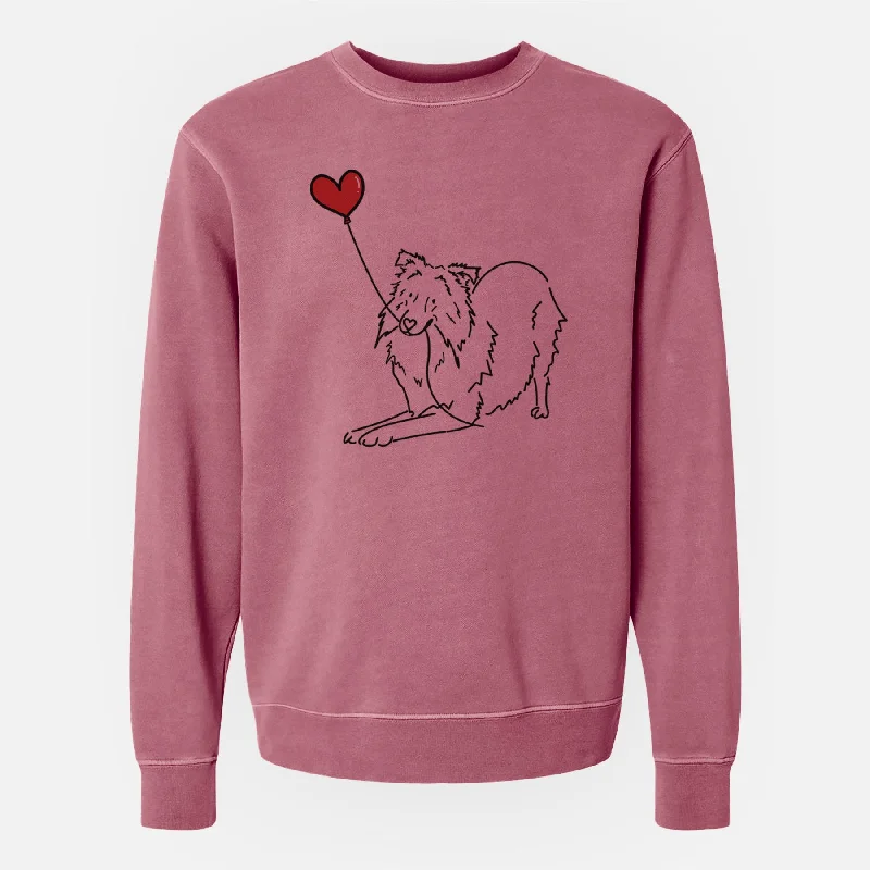 Shetland Sheepdog Heart String - Unisex Pigment Dyed Crew Sweatshirt Casual Pullover Hoodies