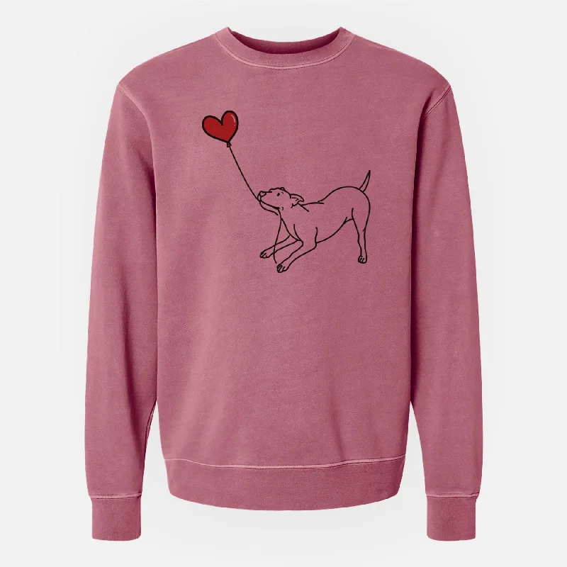 Pitbull Mix Heart String - Unisex Pigment Dyed Crew Sweatshirt Soft Cotton Hoodie