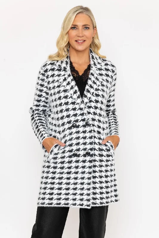 Black & White Houndstooth Coatigan Women's cheap jackets