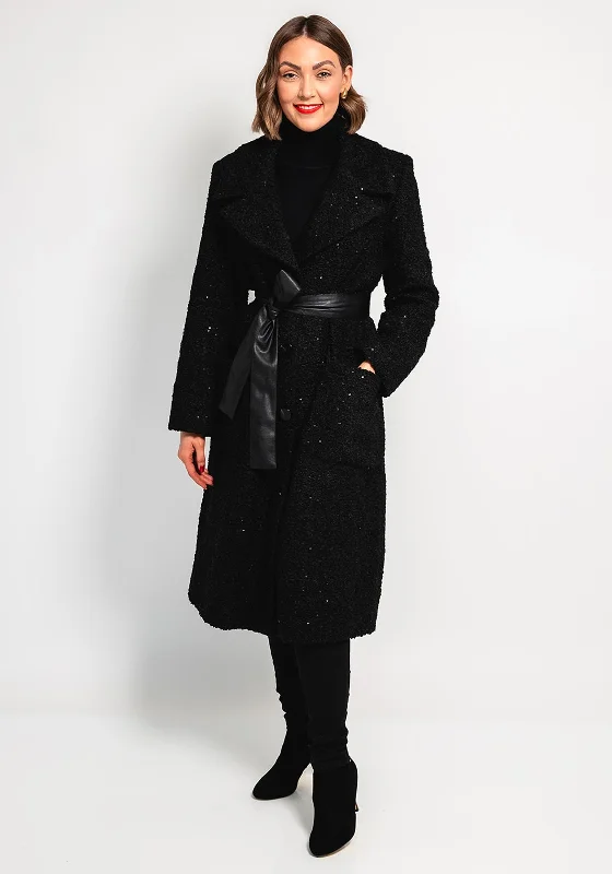 Camelot Sequin Longline Coat, Black Best women's jackets for winter