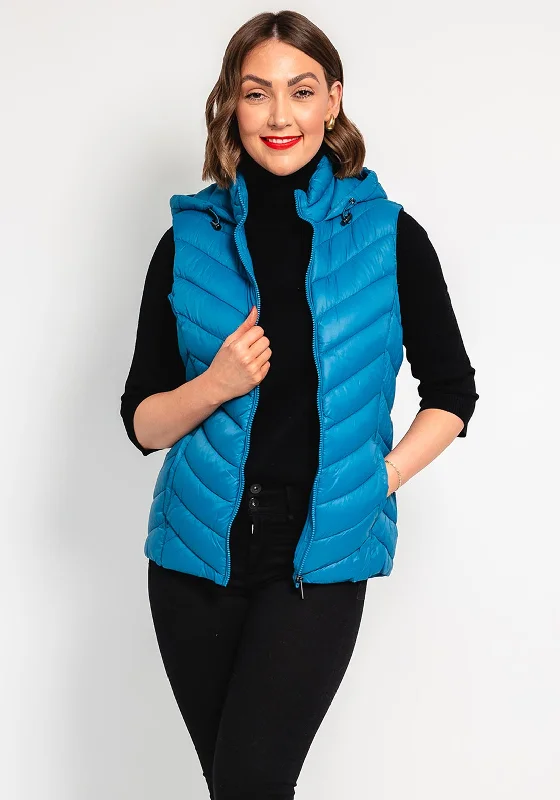 Leon Collection Lightweight Quilted Gilet, Teal Women's winter jackets