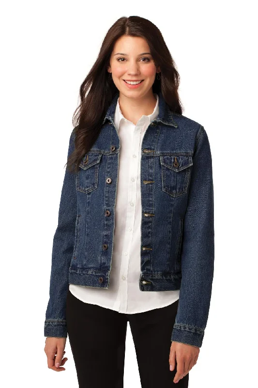 Port Authority® Ladies Denim Jacket. L7620 Women’s Hoodie Sweater