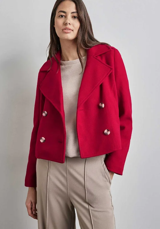 Street One Cropped Trench Coat, Red Women's travel-friendly jackets