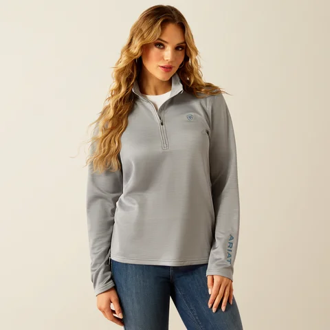 Women's Tek Team 1/2 Zip Sweatshirt - Alloy Heather & Dusty Teal Women's wool jackets