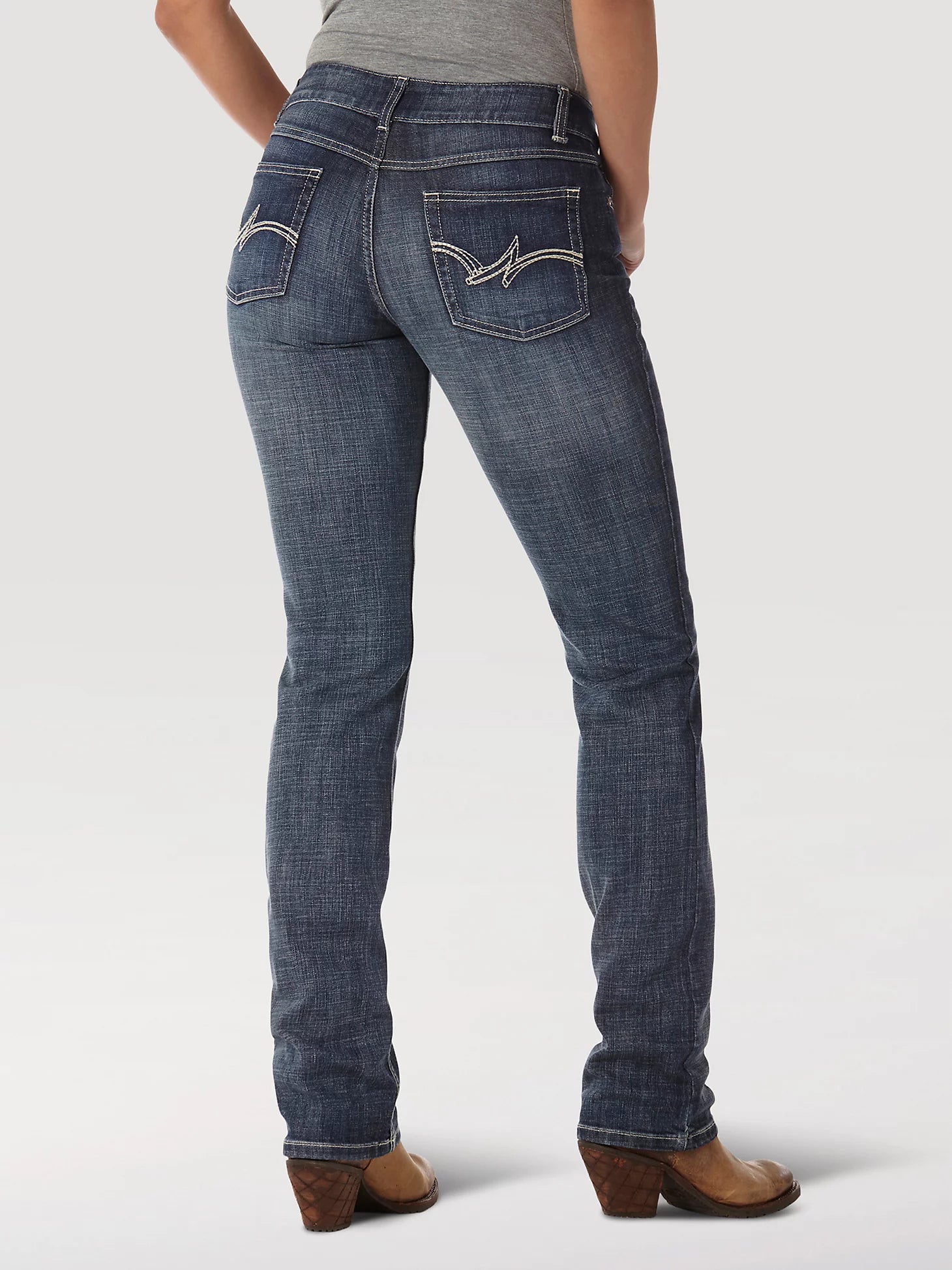 Women's Wrangler 09MWTMS Mid-Rise Straight Leg Jeans