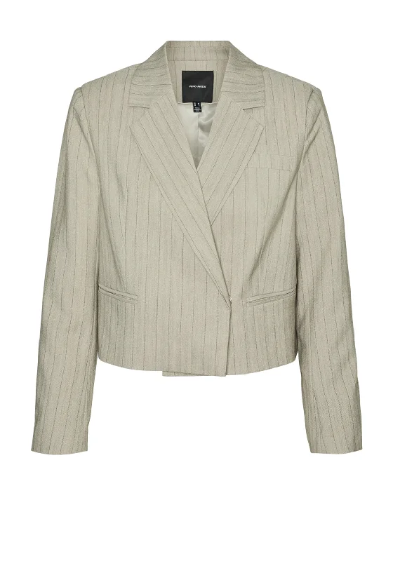 Vero Moda Eli Cropped Herringbone Blazer, Beige Women's high-end jackets