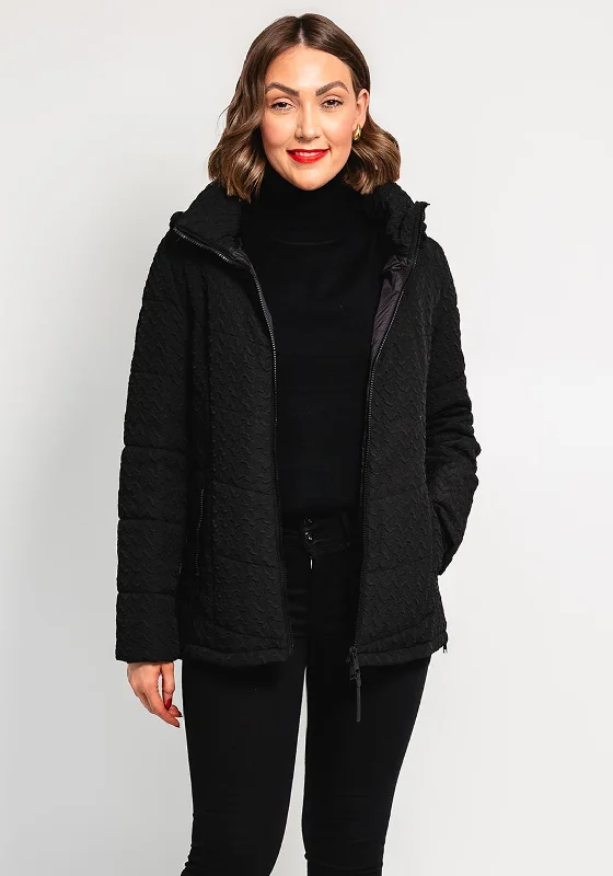 Barbara Lebek Textured Padded Hooded Coat, Black Women's business casual jackets