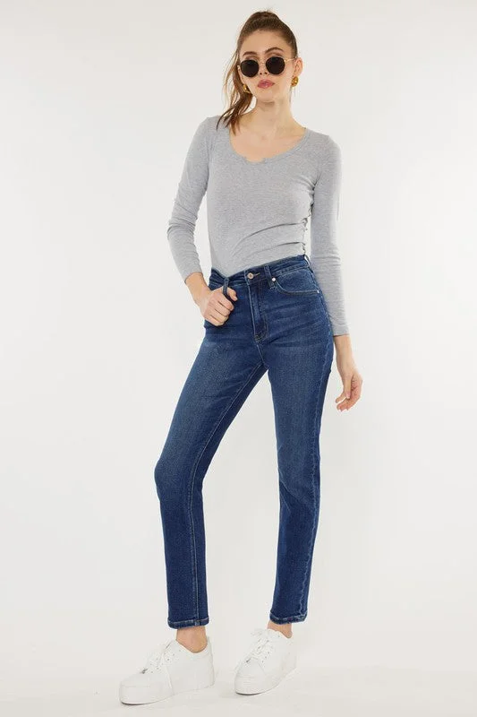 High Rise Slim Straight Jeans