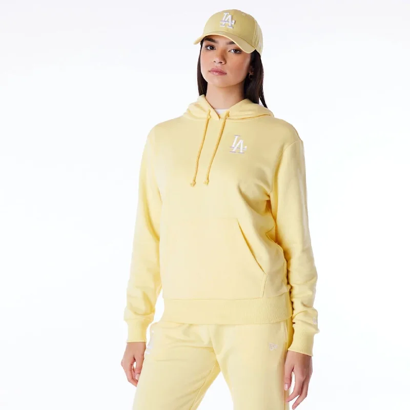 LA Dodgers Womens MLB League Essential Pastel Yellow Pullover Hoodie Fashion Hoodie Sweatshirt