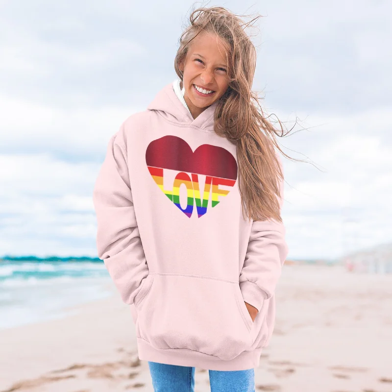 65 MCMLXV Unisex LGBT Rainbow Flag Love Heart Graphic Fleece Hoodie Winter Hoodie Sweatshirt