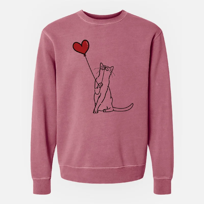 Cat Heart String - Unisex Pigment Dyed Crew Sweatshirt Casual Hoodie Sweatshirt Wear