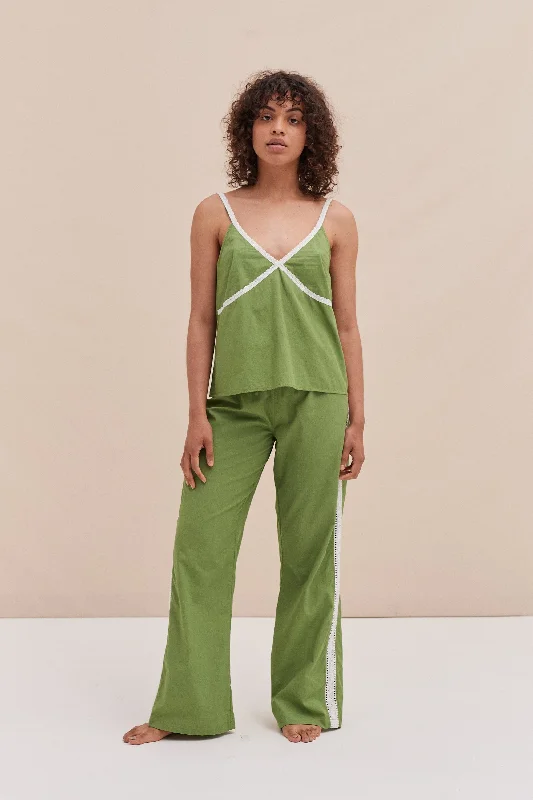 Cami Lounge Set Poplin Green Two-piece pajama sets