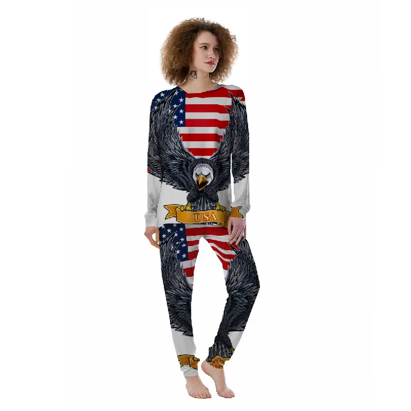 Eagle Patriotic American Print Women's Pajamas Pajama sets under $50