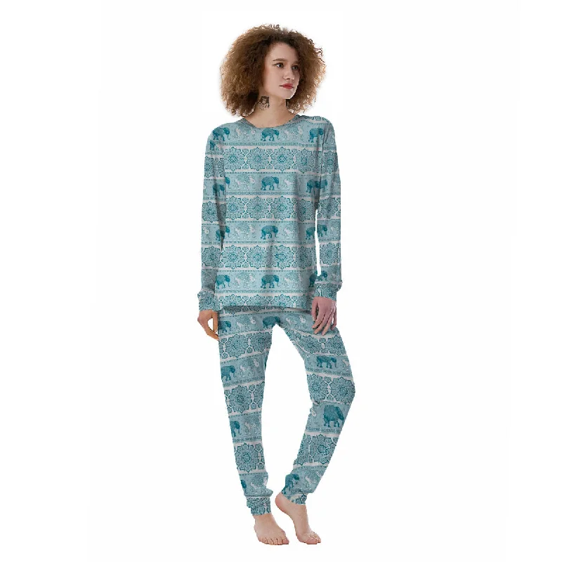 Elephant Indian Floral Print Pattern Women's Pajamas Loungewear pajama sets