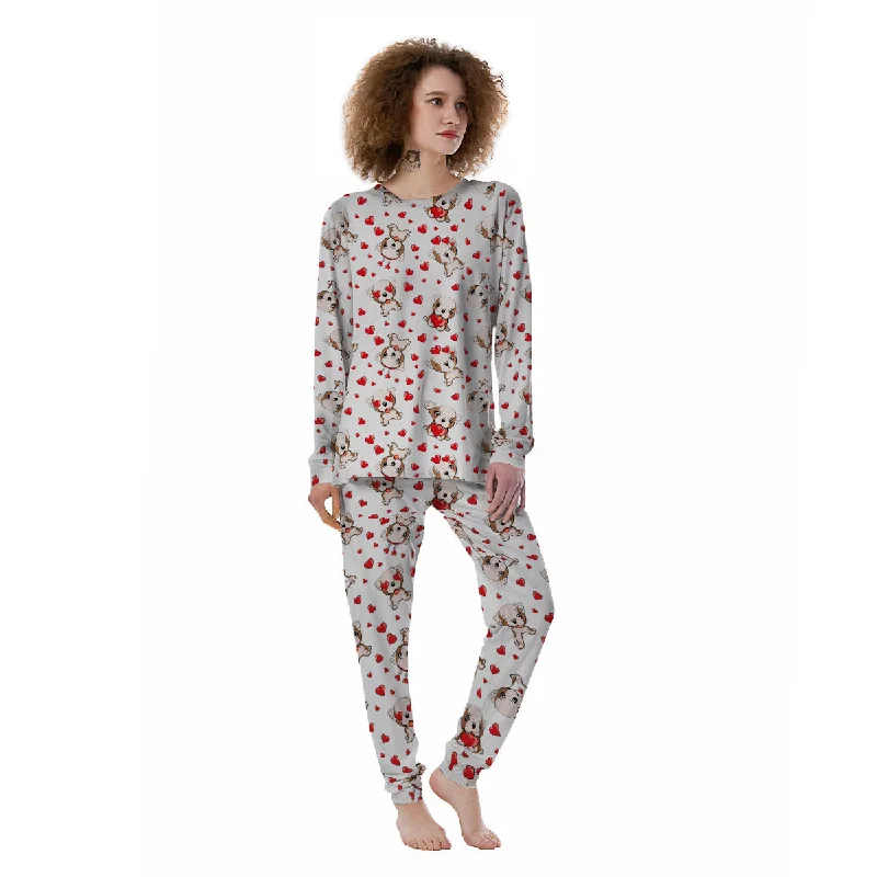 English Bulldog Lovely Print Pattern Women's Pajamas Floral pajama sets