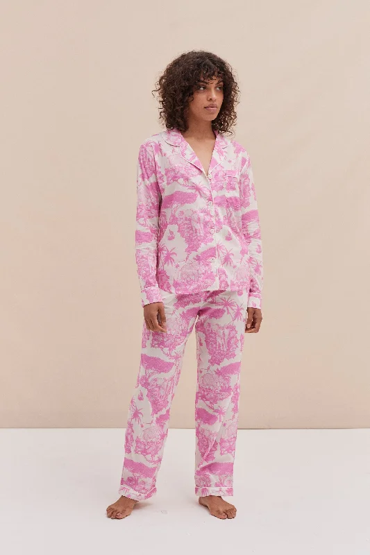 Long Pyjama Set Loxodonta Print Pink Best-value pajama sets