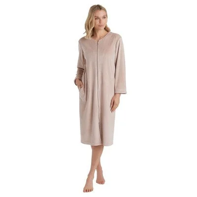 New - Softies 42" 3/4 Sleeve Serenity Shear Mink Zip Robe Coco, Medium Shein pajama sets