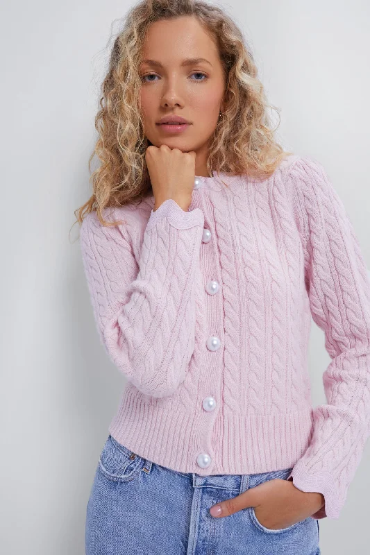 Blush Cable Knit Cardigan Stretchable sweaters