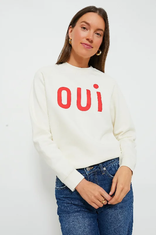 Cream with Bright Poppy Oui Sweatshirt Date night sweaters