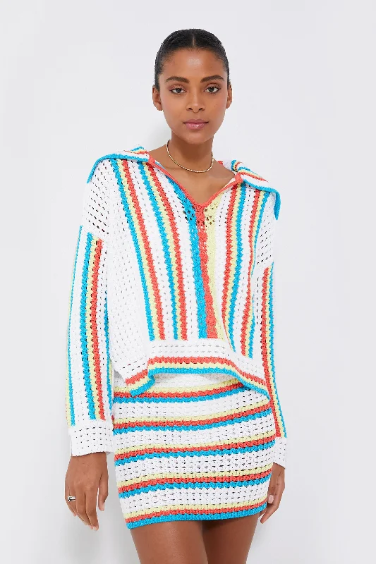 Crochet Vertical Stripe Lola Pullover Alpaca wool sweaters