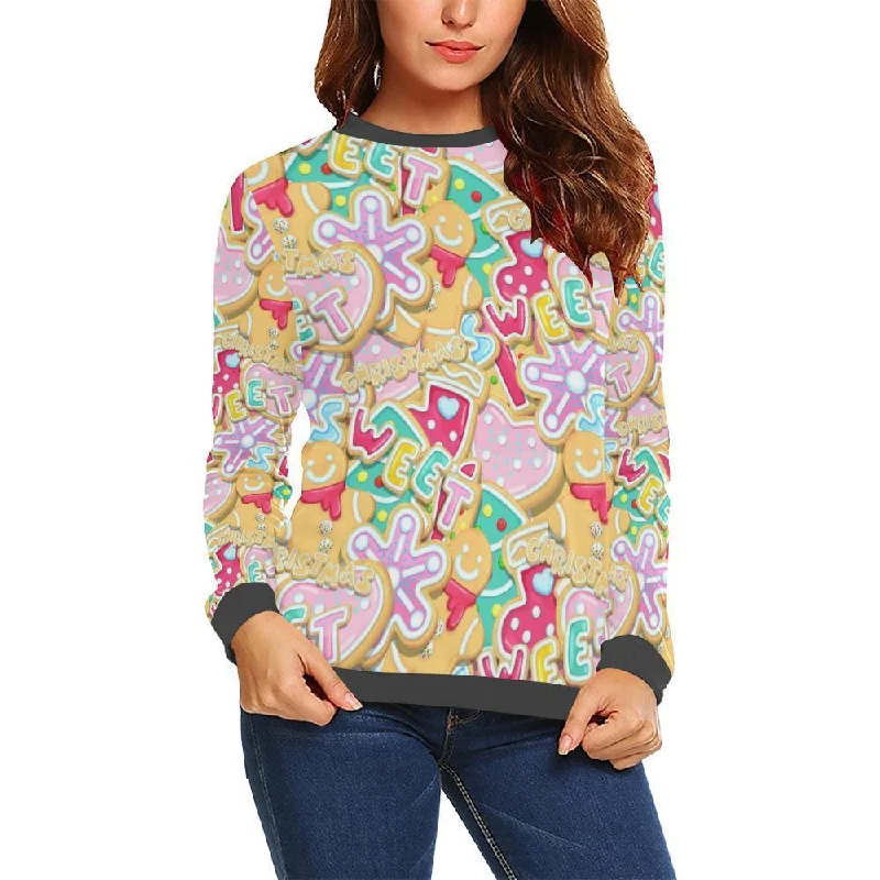 Dessert Gingerbread Man Chirstmas Pattern Print Women's Sweatshirt Minimalist sweaters