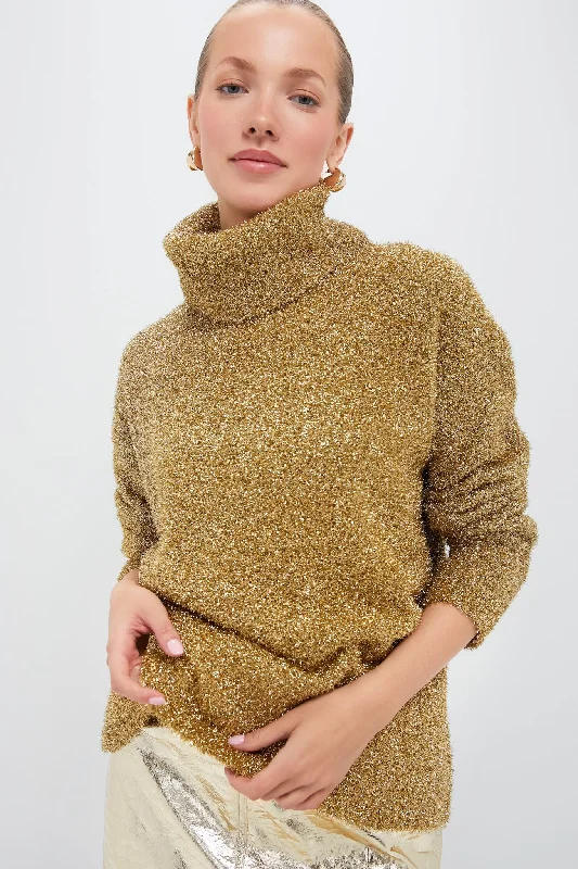 Gold Metallic Gretchen Turtleneck Best sweaters for casual wear