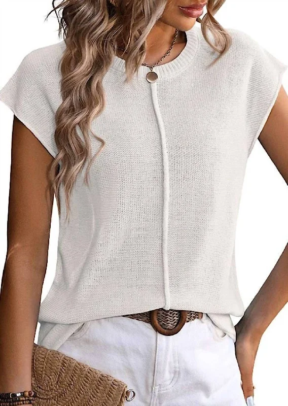 Sleeveless Knit Sweater In White Budget-friendly sweaters