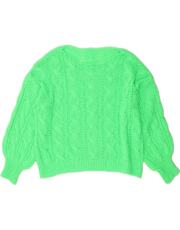 VINTAGE Womens Boat Neck Jumper Sweater UK 18 XL Green Knitted sweaters