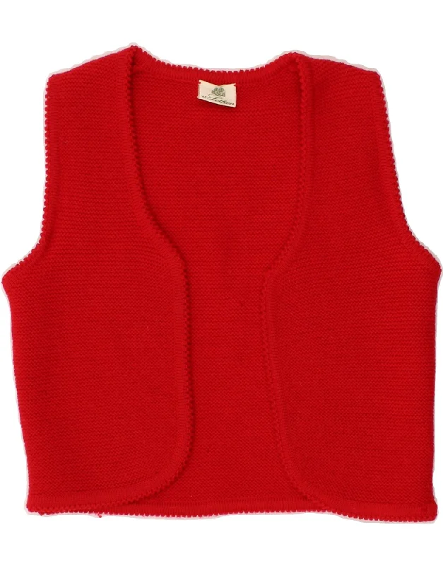 VINTAGE Womens Crop Sleeveless Cardigan Sweater IT 40 Small Red Cropped sweaters