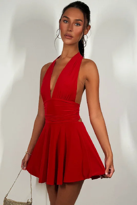 Halter Neck Dress With Open Back Red Best mini dresses for curvy figures