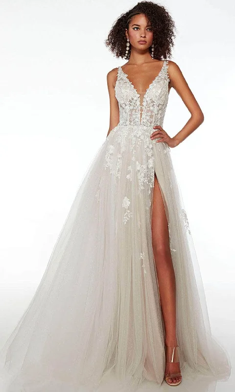 Alyce Paris 61722 - Embroidered A-line Prom Dress Glitter Wedding Dress