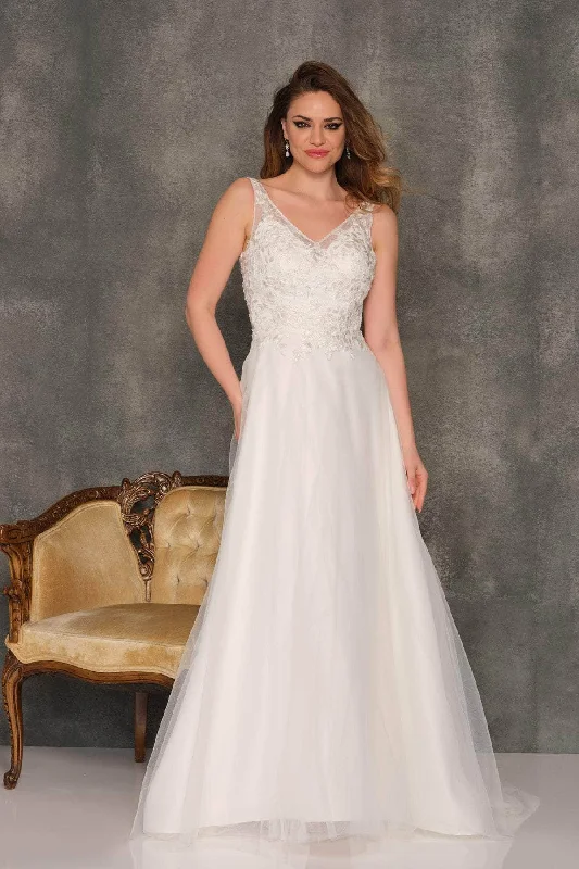 Dave & Johnny 10465 - Tulle A-Line Bridal Gown Vintage Wedding Gown