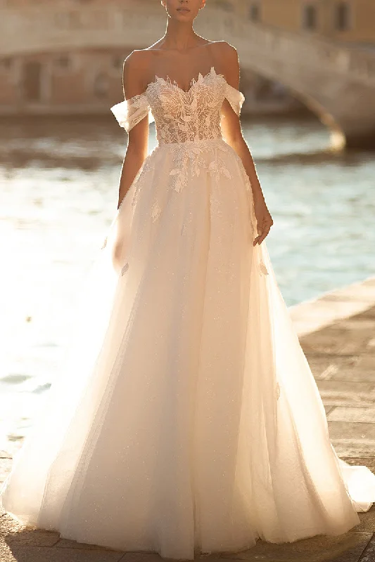 A Line Sweetheart Appliques Rustic Wedding Dress Bridal Gown QW2197 Mermaid Style Gown