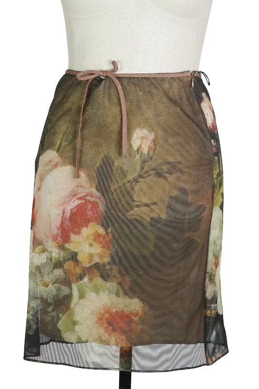 Y2K Linda Segal Rose Painting Skirt     w30 Affordable unclassified skirts