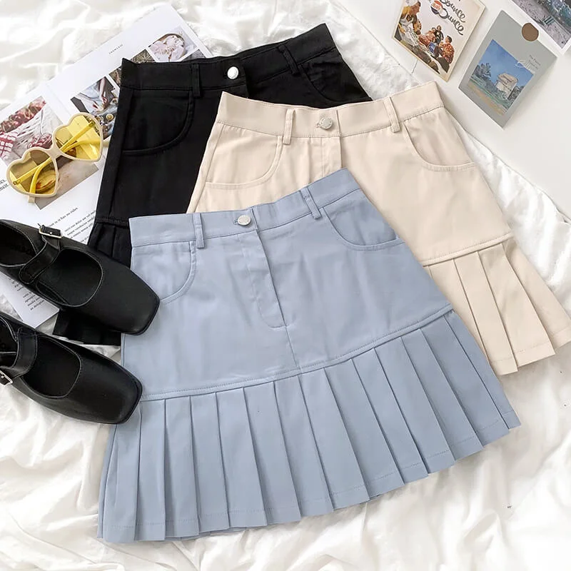 Japanese girl summer high waist pleated skirt BY6091 Discounted unclassified skirts