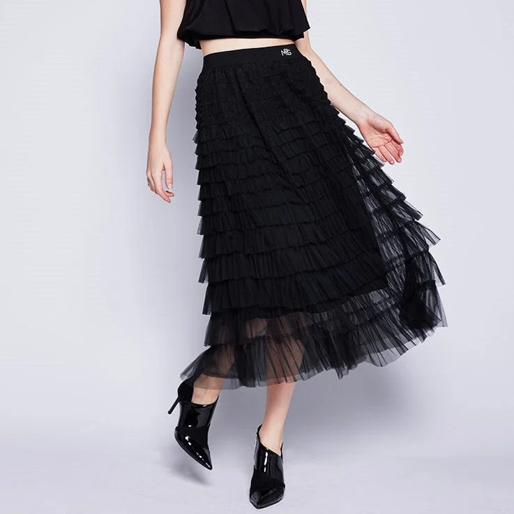 Tulle Layered Skirt Denim unclassified skirts