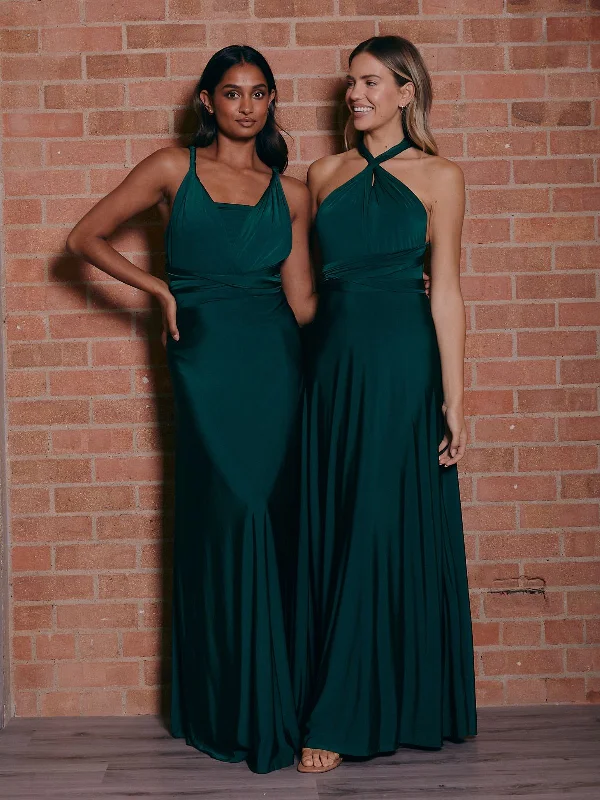 Multi-way Slinky Maxi Dress / Emerald Women's maxi dresses