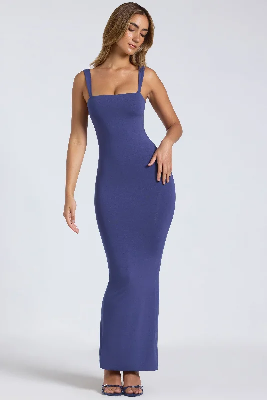 Modal Square Neck Low Back Maxi Dress in Navy Boohoo maxi dresses