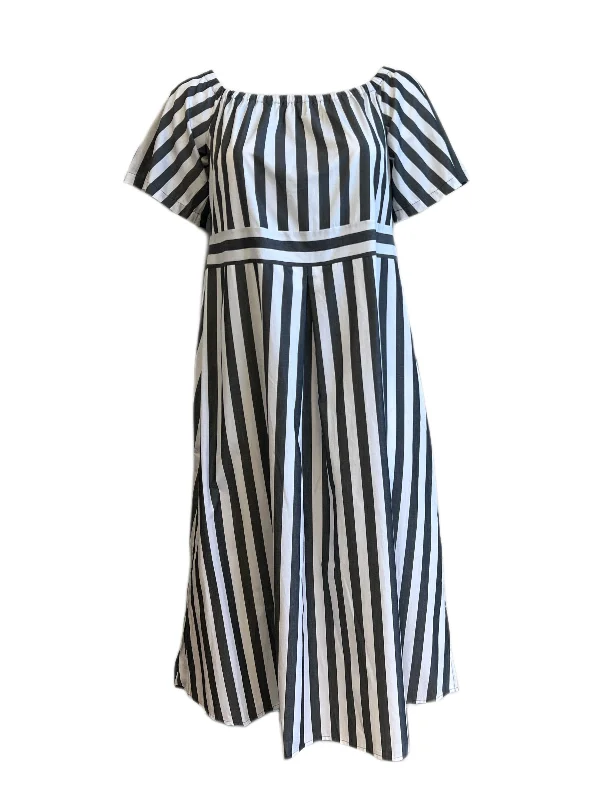 Marina Rinaldi Women's Macro Riga Denotato Striped Cotton Midi Dress NWT Elegant midi dresses