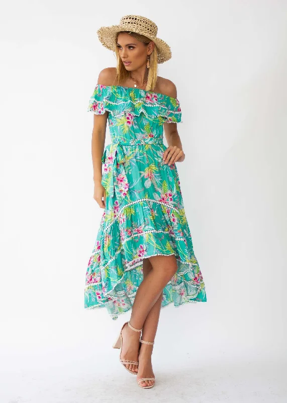 Romy Hi-Lo Midi Dress w/ Tie - Amazonia Anniversary midi dresses