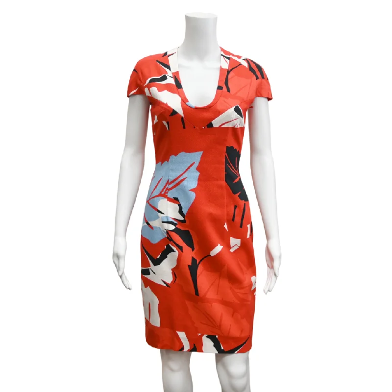 Multi-Color Palm Leaf Print Sheath Dress Luxury floral dresses