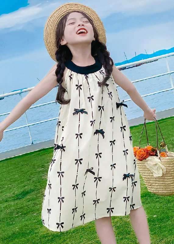 New Apricot O Neck Print Cotton Girls Dress Sleeveless EW035 Organza floral dresses