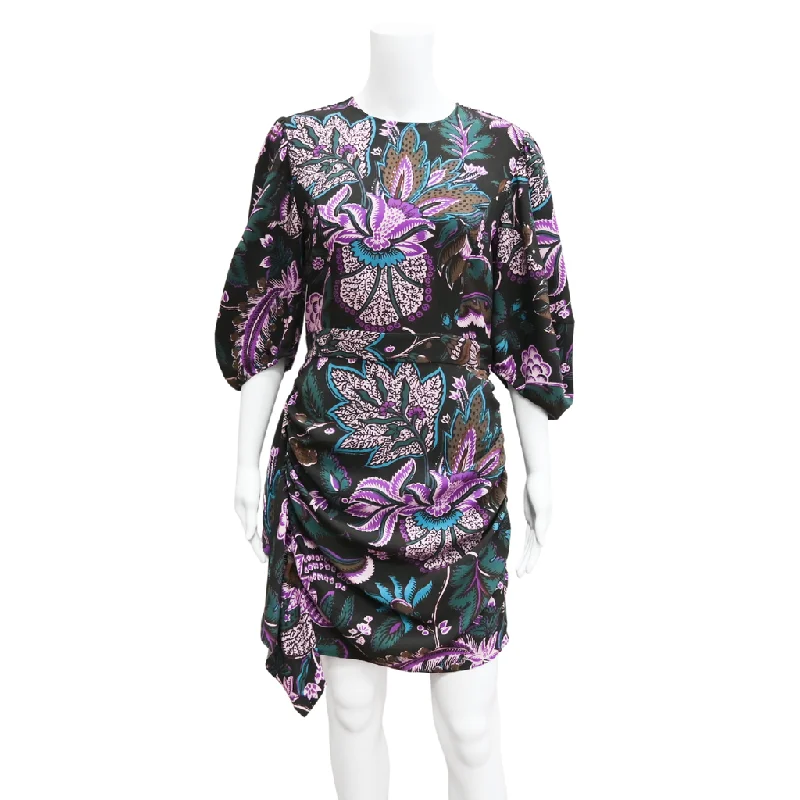 Purple Floral Print Dress Vacation floral dresses