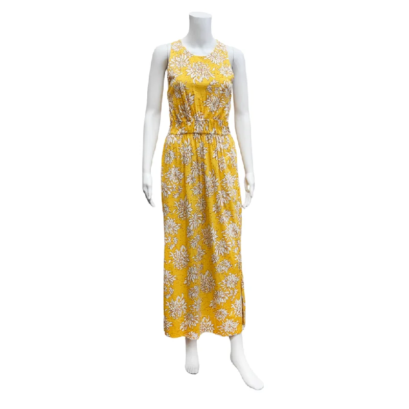 Yellow & White Cotton Floral Print Dress Best floral dresses for hourglass body shape