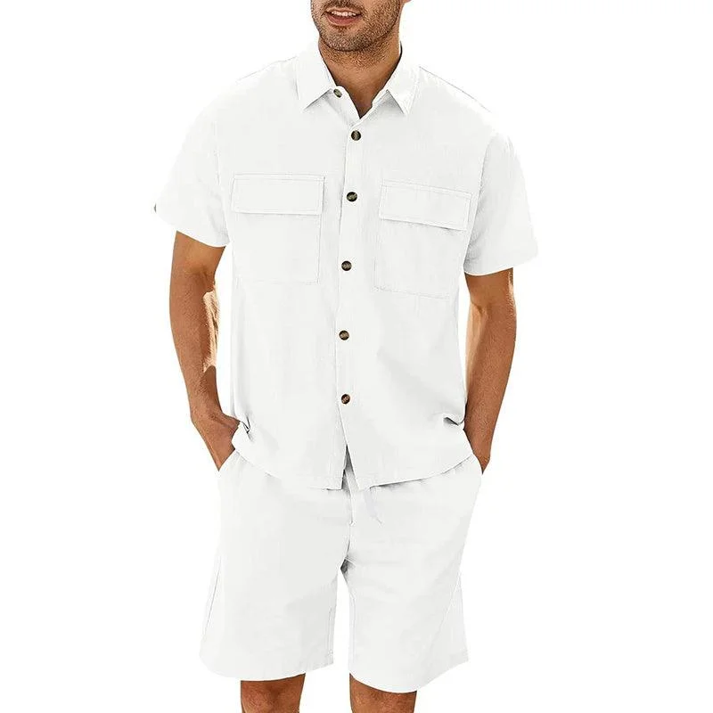 Summer Suits Men Short Sleeve White Mini Skirt