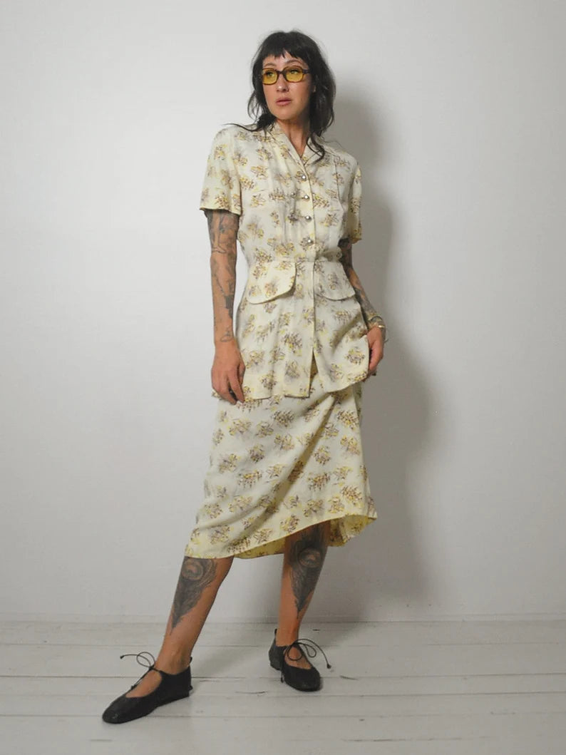 1940's Dock & Ship Print Dress Tulle unclassified dresses